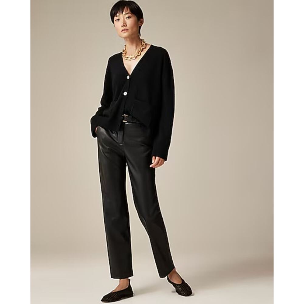 NEW J. Crew Women’s Size 14 Black Kate straight-leg pant in faux leather NWT